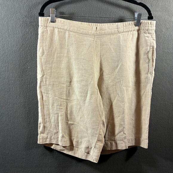 j jill women linen shorts small beige coastal beach vacation resortwear neutral